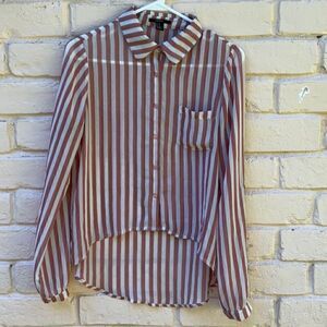 Take 50% OFF- FOREVER 21 women's long sleeved stripped shirt, Size-M